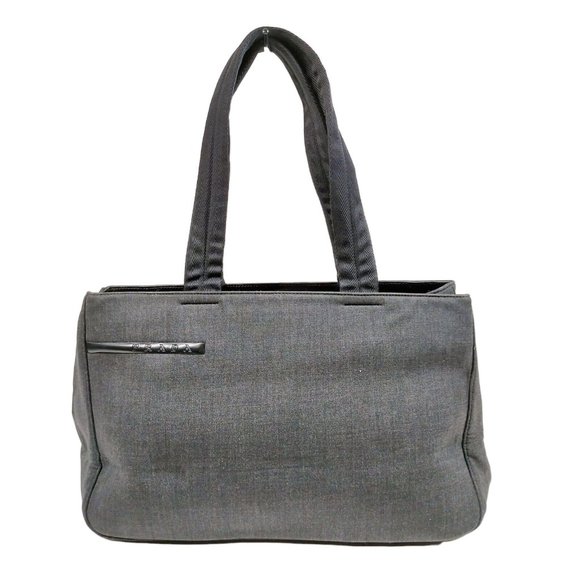 00125144# Prada Shoulder Bag Black Canvas - Picture 1 of 10